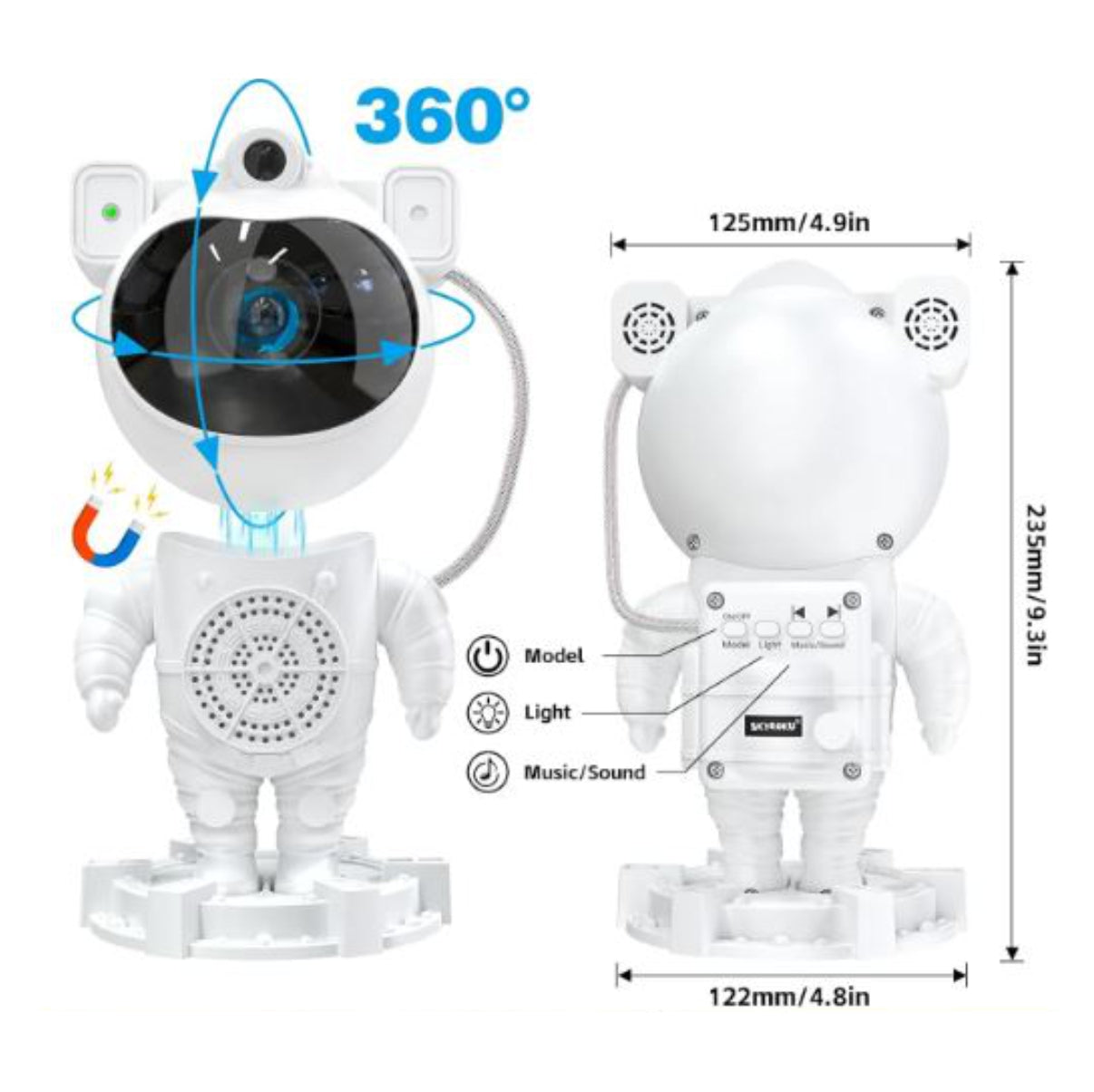 Proyector Lampara Astronauta Bluetooth