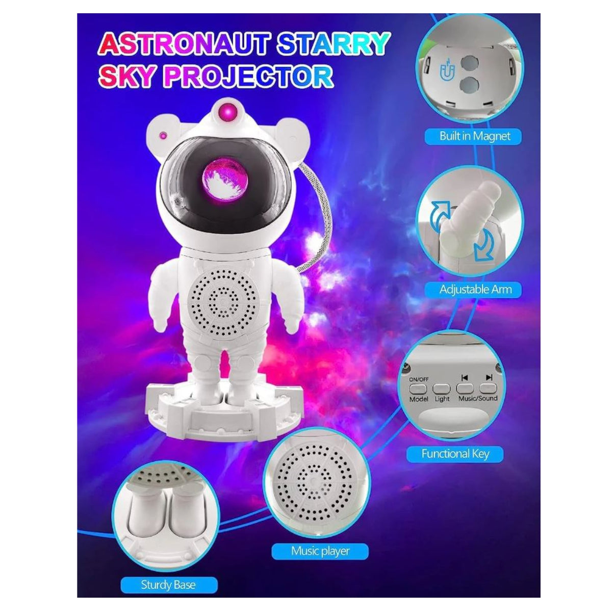 Proyector Lampara Astronauta Bluetooth